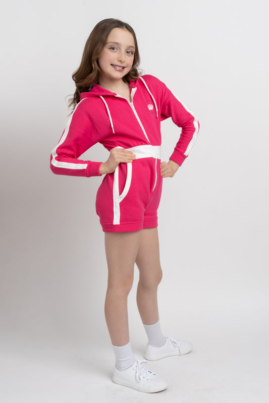 Youth Hot Pink Long Sleeve Romper