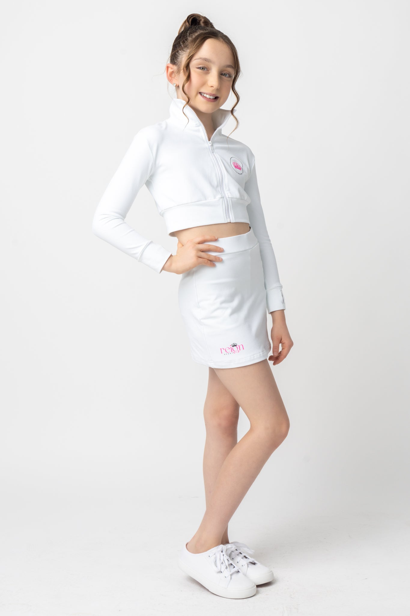 Youth REIGN Essentials White Athletic Skirt