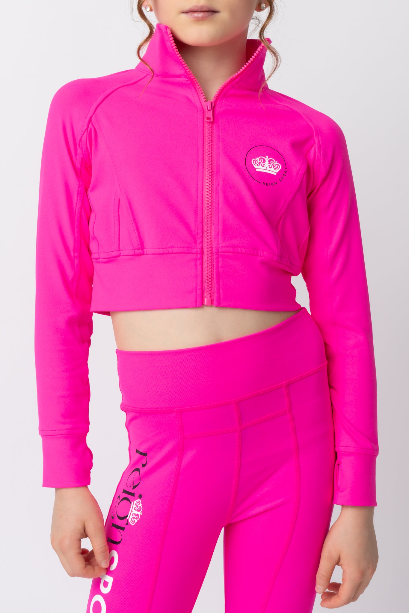 Youth REIGN Essentials Cropped Hot Pink Jacket